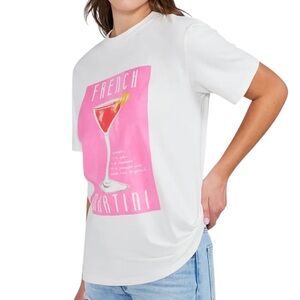NEW Wildfox Women’s size M Graphic T-Shirt French Martini Ryan Top White